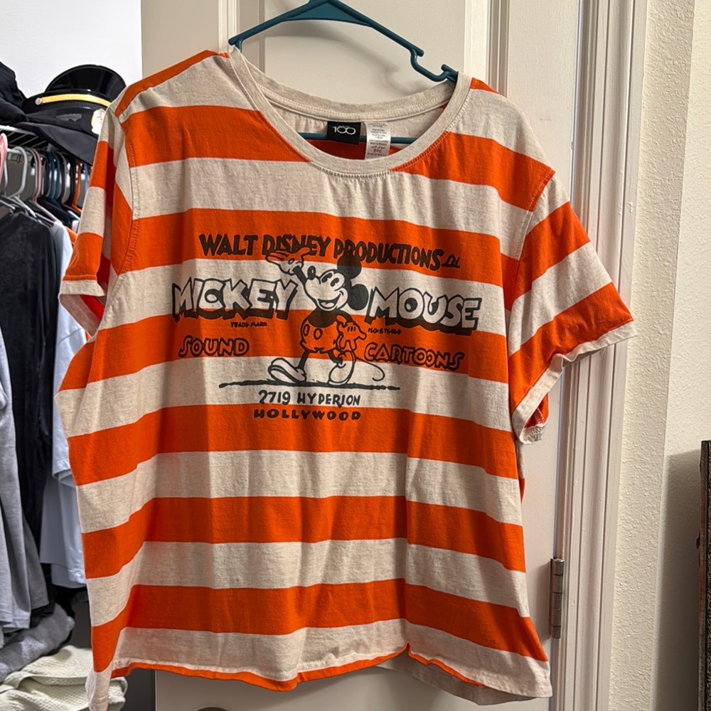 Disney Orange and White Striped Short Sleeve Tee